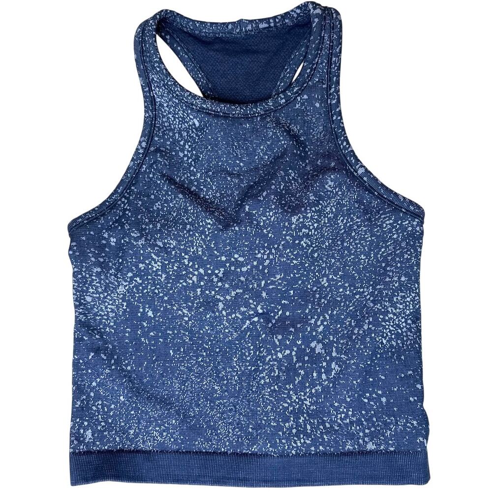 Lululemon Blue Speckled Ebb to Street Cropped Racerback Tank Top 4